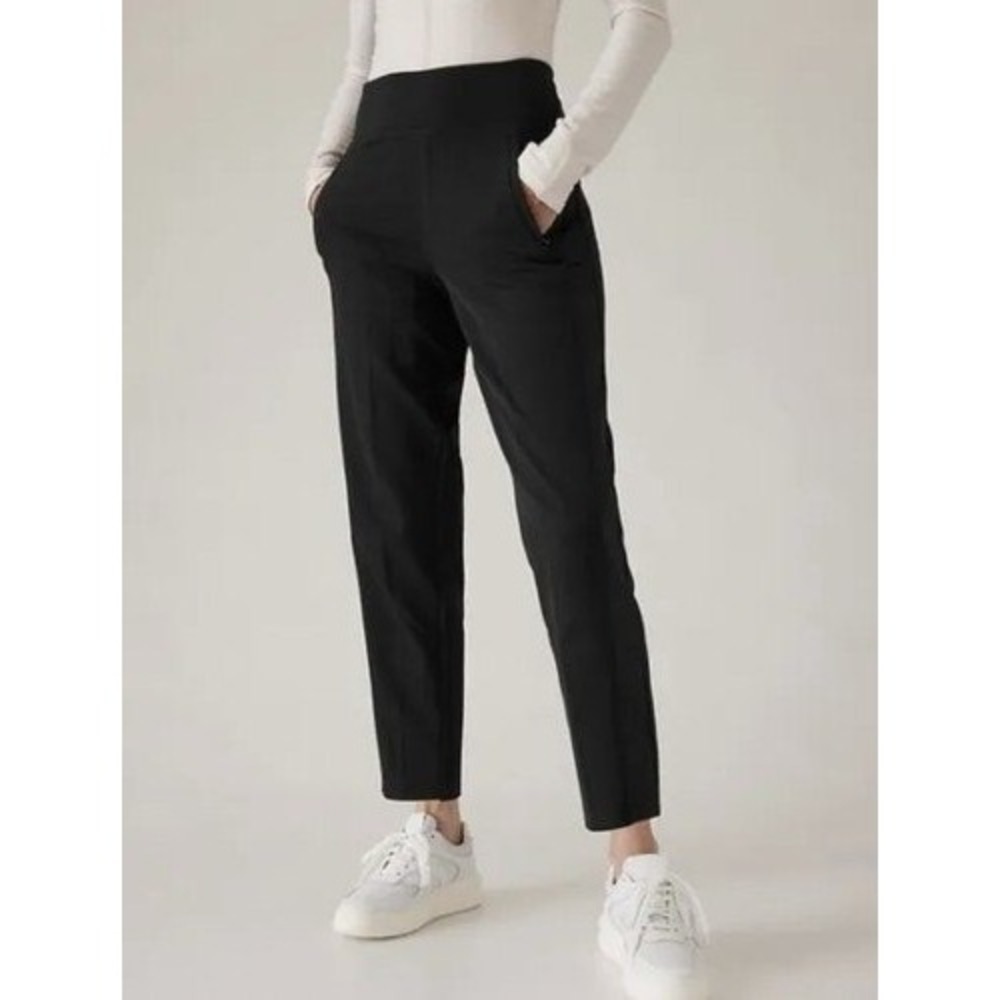 ATHLETA Pants Womens 8 Black Endless High Rise Side Stripe Tapered Ankle